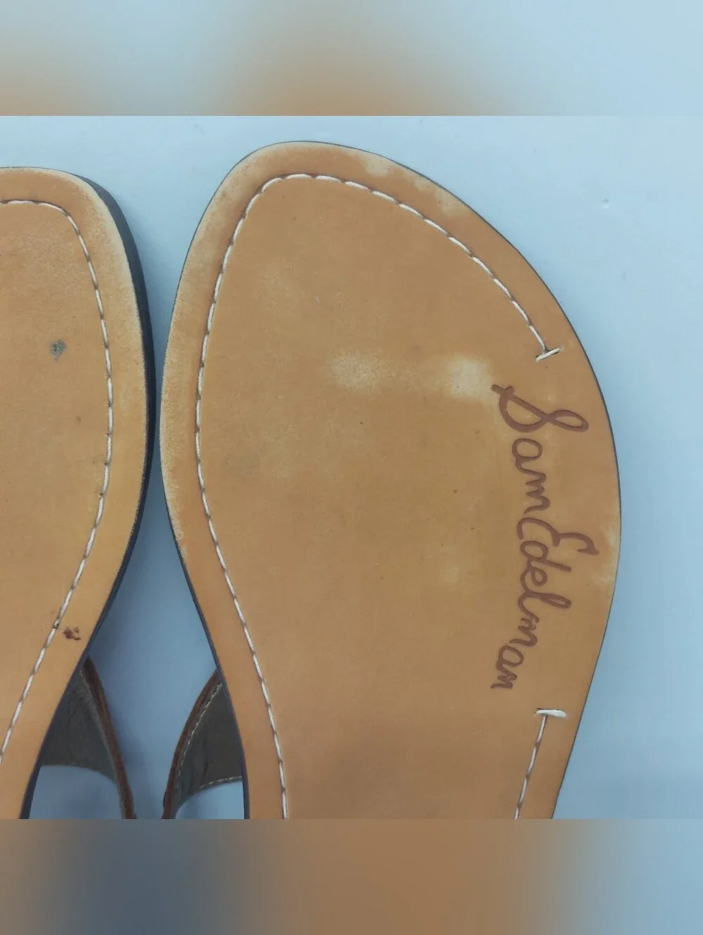 Sam Edelman Greta Sandals Brown Leather Thong Slingback Flats Womens Size 5.5M